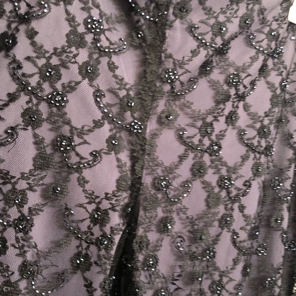 SHELLY SEGAL Satin, lace beaded cropped dress pants  violet/ black EUC - Picture 3 of 5